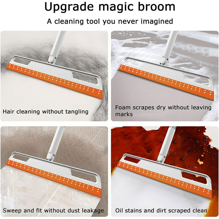 Verlacod Floor Squeegee 56in Household Broom with 4 Removable Poles 180-Degree Adjustable Knuckle Joint Floor Wiper for Shower Bathroom Kitchen Water