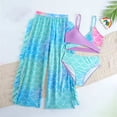 thumbnail image 2 of ZXLBBD Girl Swimsuits 3 Piece Bikini Set Coloful Bathing Suit Tropical Floral with Cover Up Pants Kids Holiday Summer Pool Beach, 2 of 7