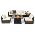 thumbnail image 2 of Costway 7 PCS Patio Furniture Set with 35" Propane Gas Fire Pit Table & Waterproof Cover White, 2 of 10