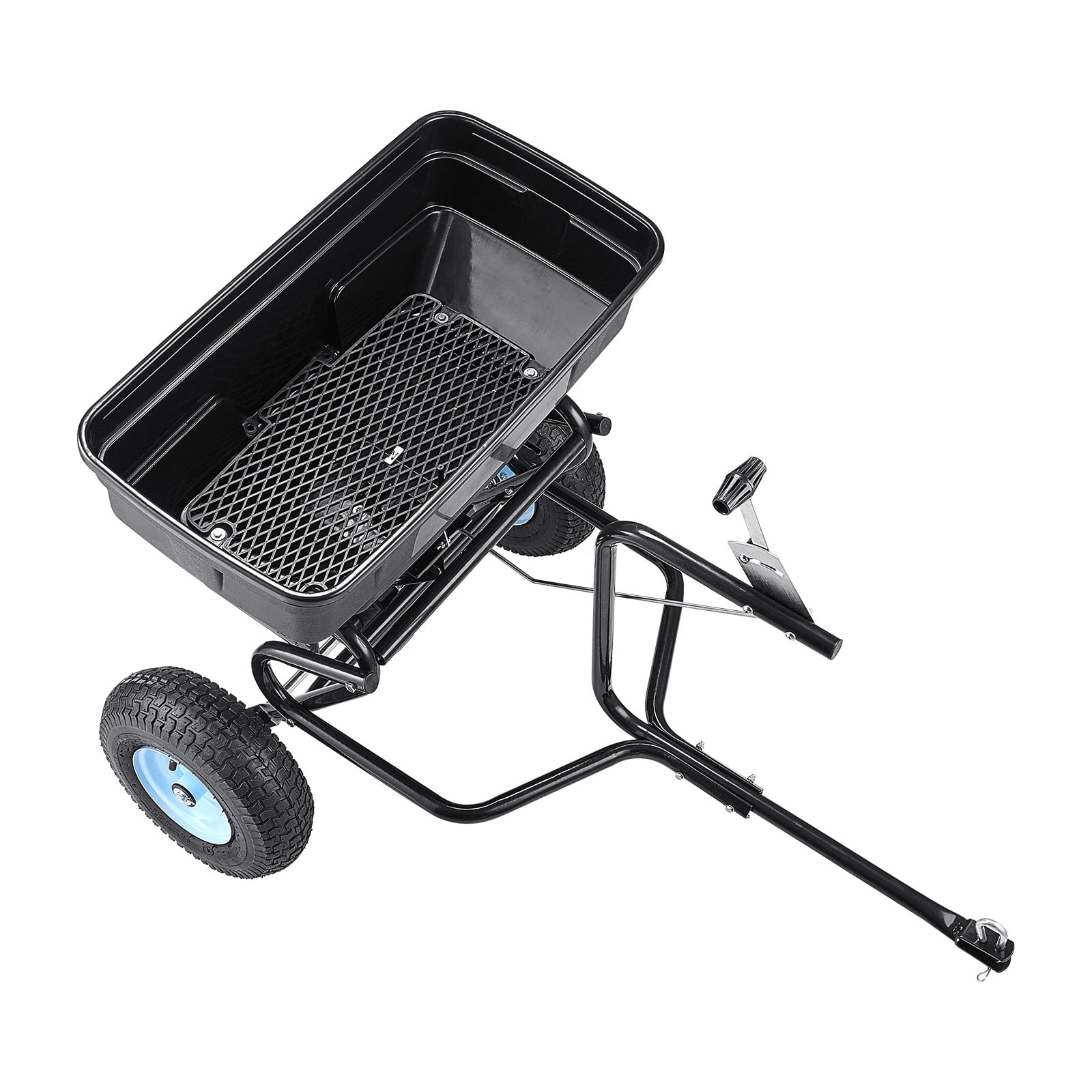 KFFKFF Tow-Behind Broadcast Spreader Garden Fertilizer Seeder, Steel & PP Material, 130 lbs Capacity