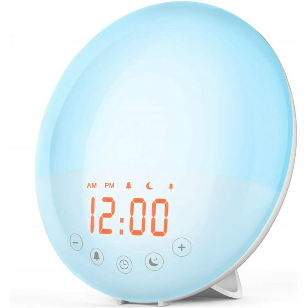 Reloj despertador Sunrise con luz de despertador para ninos adultos personas que duermen mucho con alarmas duales ayuda para dormir con 7 sonidos naturales despertadores para dormitorios YONGSHENG Bod...