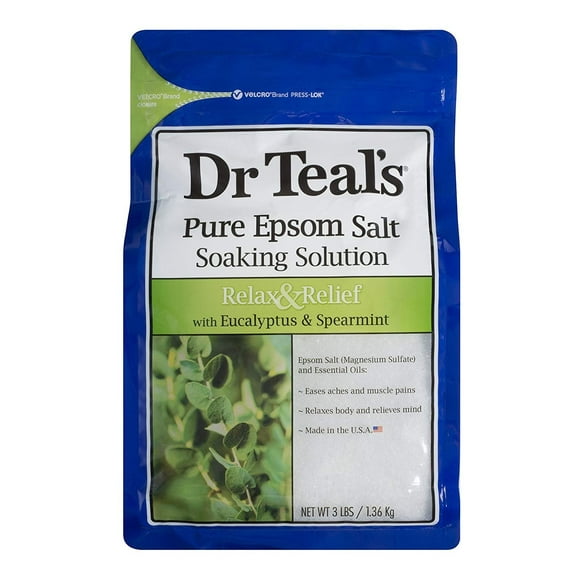 Dr Teal's Pure Epsom Salt Soaking Solution, Eucalyptus & Spearmint, 3 lbs