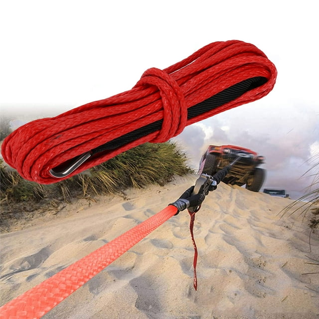Rope Ratchet, Vehicle Winch Accessory Nylon Replacement Winch Rope Extension Solid Braided All Purpose Winch Cable for Indoor and Outdoor Red