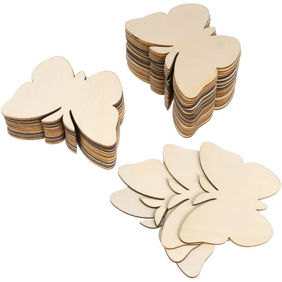 KAKOWELY 40Pcs Butterfly Suncatcher Craft Wooden Cutouts for Diy and Decoration Beige 11.8x2.8in