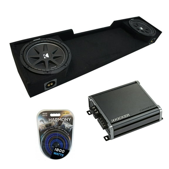 88-98 Chevy CK Silverado Ext Truck Kicker Comp C10 Dual 10" Sub Box CXA800.1 Amp