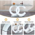 thumbnail image 5 of 5-Piece 70" Glass Dining Table Set, Tempered Glass Top with OC Shape Frame & Stainless Steel Base, 4 Velvet Chairs with Stainless Steel Legs, 5 of 7