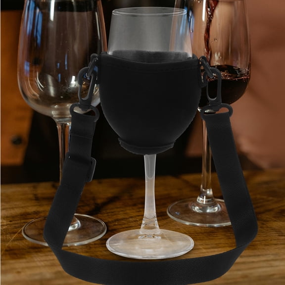 Hemoton 4 pcs Wine Glass Insulators with Adjustable Neck Strap Wine Glass Holder Necklace Neoprene Drinks Sleeve for Wine Tasting Festival Event