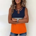 thumbnail image 3 of Cilsoka Womens Tank Tops Summer Sleeveless Color Block Sexy Shirts Casual Cut Out Ring Keyhole Neck Tanks, 3 of 5