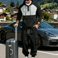 thumbnail image 4 of Yusimy Men's Color-Block 2-Piece Hoodie Cargo Set Long Sleeve Elastic Waist Drawstring Pocket Casual Sports, 4 of 8