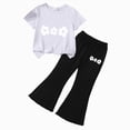 thumbnail image 2 of Girls Outfits Toddler Clothes Sweet Summer Set Flutter Sleeve Top Flare Pants Kaprioy Toddler Girl Clothes 2T 3T 4T 5T 6T 7T, 2 of 4