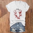 thumbnail image 3 of Tops Cortos para las Mujeres, Halloween Impreso V-Cuello Camiseta de Manga Corta, Tela de Imitación de Moda Casual, 3 of 3