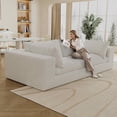 thumbnail image 3 of MAYEERTY 78.8" 2-Seat Corduroy Sofa, Feather-Filled Cushion Modular Design, Full Sponge Support No Wooden Frame, No Assembly, White, 3 of 7