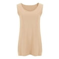 thumbnail image 5 of Wyobmus Women's Plus Size Tank Top Summer Round Neck Solid Tops Loose Sleeveless Cute Pullover Shirt Casual Basic T Shirts L-5X C-Beige, 5 of 6