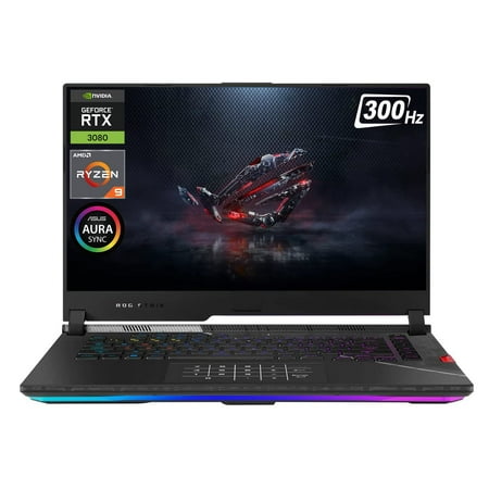 ASUS ROG Strix Scar 15 G533 Gaming Laptop, 15.6" FHD 300Hz Display, AMD Ryzen 9 5900HX, NVIDIA GeForce RTX 3080, 64GB RAM, 2TB PCIe SSD, Keystone, RGB Keyboard, Windows 11 Home, Black