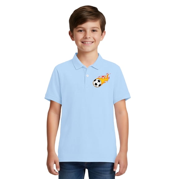 Ruyang Athletic T Shirts for Boys Girls Cute Soccer Print Solid Baggy Polo Shirts Summer Kids Breathable Sports Short Sleeve 