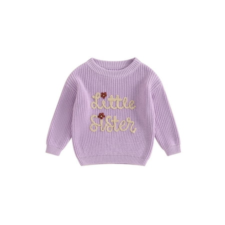 

Big Sister Little Sister Matching Outfits Toddler Baby Girl Chunky Knit Sweater Winter Warm Sweatshirt Knitted Pullover Top Clothes