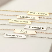 Anavia Personalized Gold Name Necklace Roman Numerals Custom Gift for Mom Birthday Day Women's Birthday Engravable Bar Necklace with Free Jewelry Box Ships Next Day! [Gold]