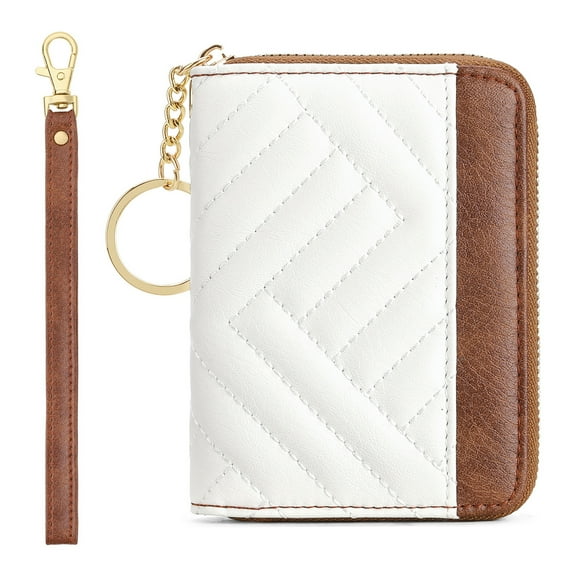 Credit Card Holder for Women,RFID Blocking PU Leather Zipper Keychain Wristlet Small Wallets with 14 Slots,1 ID Card Window