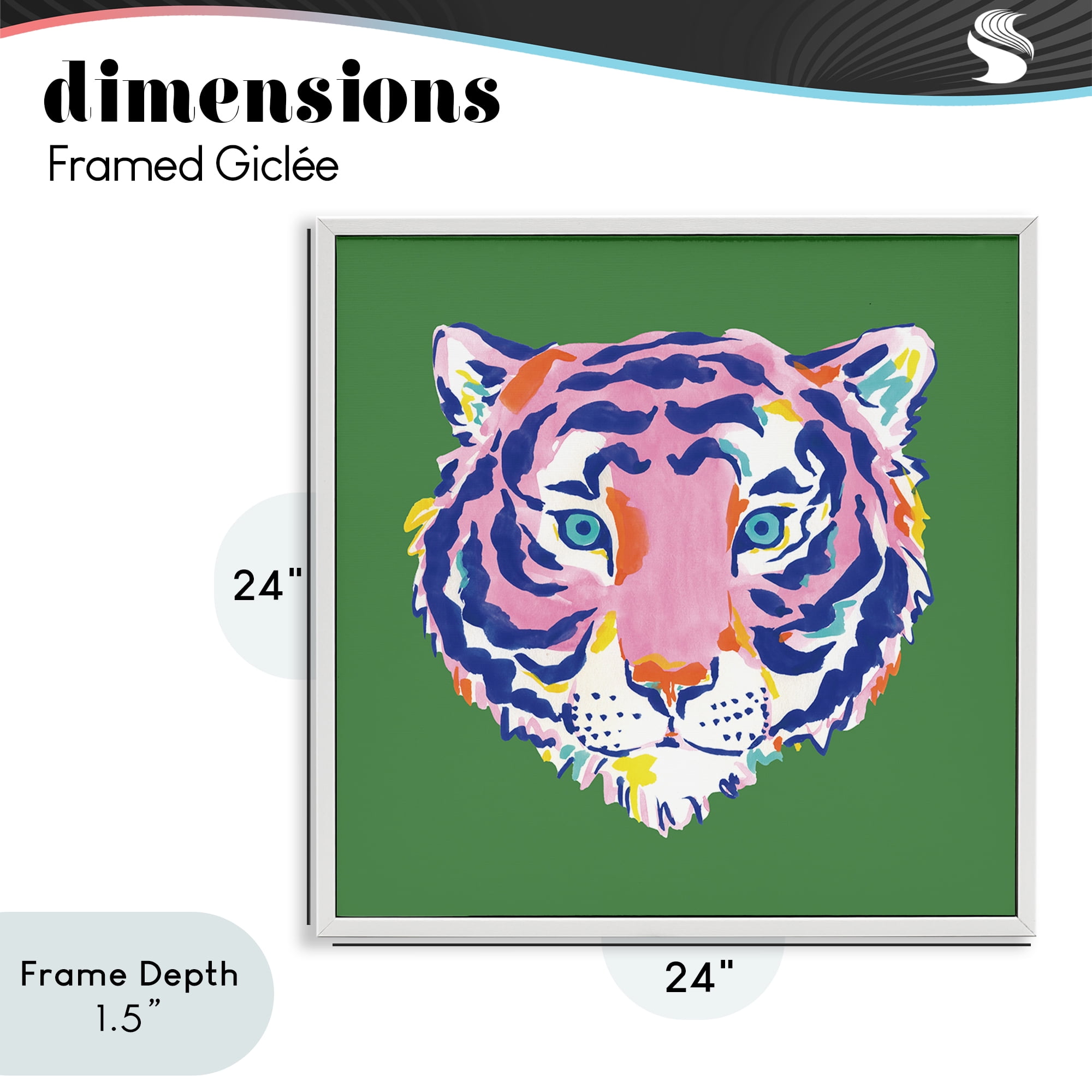 Stupell Industries Exotic Boho Tiger Face White Framed Giclee Art, design by Karolina Sato