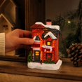 thumbnail image 5 of Christmas Miniature Brick House Tabletop Decoration, Snow-Covered Painted Resin Holiday Village Decor with Warm Orange Window Glow, 5 of 5