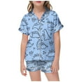 thumbnail image 1 of Ensemble de Pyjama en Soie pour Filles Garçons Imprimé Manches Courtes Pyjamas Boutonnés Ensemble de Pyjamas Décontractés Pyjamas pour Tout-Petits Garçons Filles Mode, 1 of 5