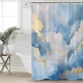 thumbnail image 4 of Abstract Marble Texture Shower Curtain Set ，Waterproof Fabric Shower Curtains Blue Golden Cloud Effect Shower Curtains for Bathroom,Bathroom Decor 36"x72", 4 of 6