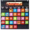 thumbnail image 1 of Gráfico de bolsillo con calendario mensual negro con 88 tarjetas, gráfico de bolsillo educativo negro para que los niños aprendan en casa o en la escuela, 1 of 5