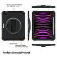 thumbnail image 2 of Decase Shockproof Case for iPad Pro 11 Case 4th/ 3rd/ 2nd/ 1st Gen (2022/2021/2020/2018), Military Grade Protection Rotating Stand Hand Strap Shoulder Strap Kids Friendly Bumper Rugged Case,Black, 2 of 9