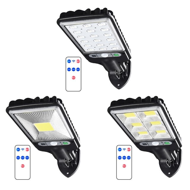 Luz LED de pared solar al aire libre Lámpara con sensor de movimiento Jardín Lámpara remota (72COB)