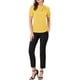 thumbnail image 2 of INSPIRAR CHIC Blusas de Verano para Mujeres de Color Sólido con Lazo en el Cuello y Mangas Cortas para Usar en el Trabajo Amarillo 3XL, 2 of 7