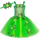 thumbnail image 3 of Vestido de tul con tutú de hada verde brillante para niñas, disfraz de hada de flores y hiedra del bosque para fiesta de cumpleaños de niñas, 3 of 5