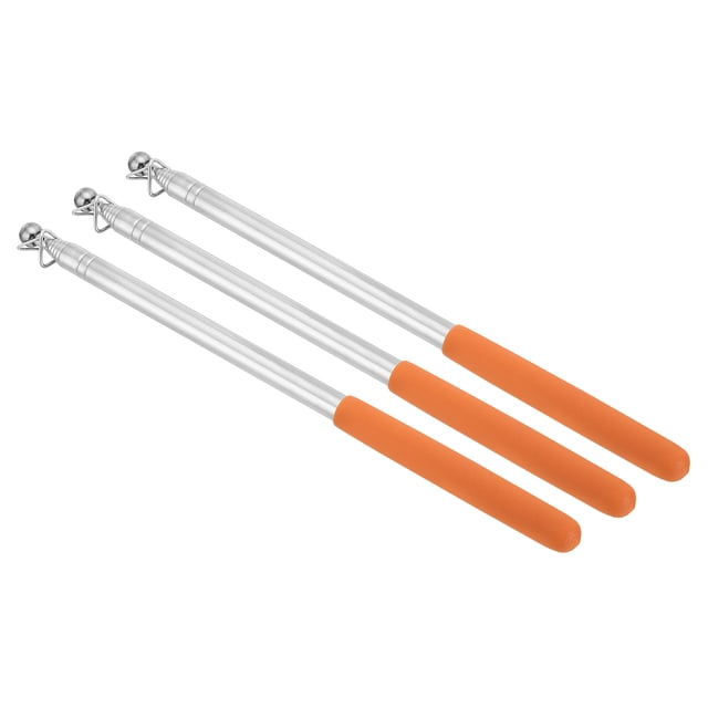 Unique Bargains 1.6M/5.2ft Telescopic Handheld Flagpoles, 3Pcs Teachers Pointer Stick Orange