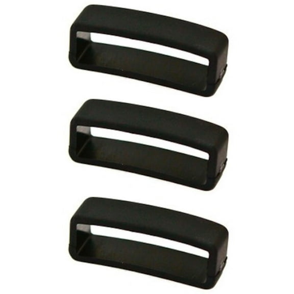 3 PIECES SIZE 20MM BLACK RUBBER CUIR DE LYON REPLACEMENT WATCH BAND STRAP LOOPS
