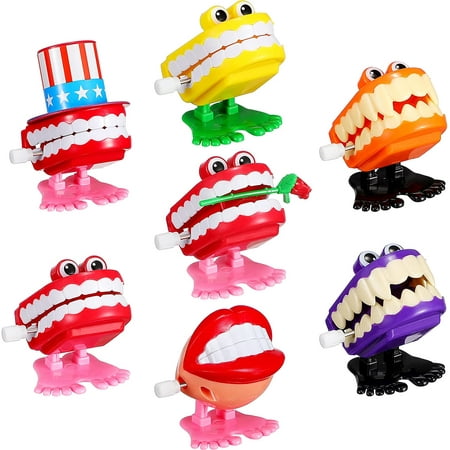 7 Pieces Chattering Teeth Wind up Walking Teeth Toys with...