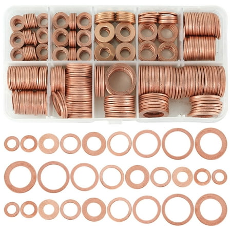 

Miuline 400pcs Copper Flat Washers Set M5-M14 Copper Washers 9 Sizes O Ring Copper Gaskets Set Flat Copper Sealing Rings Hardware With Plastic Box