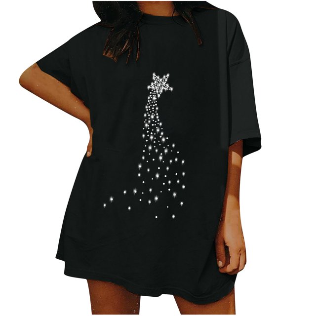 Moda mujer damas hombros caídos mangas sueltas manga corta Top pulóver Tops Pompotops hfajkhk125987