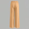 thumbnail image 3 of Textilo Women's Dress Pants High Waisted Straight Wide Leg Pant with Pockets Button Stretchy Slacks Business Casual Office Work Dressy Clothes,Khaki L, 3 of 6