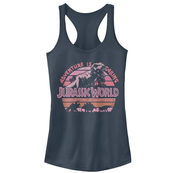 Junior's Jurassic World Retro Adventure is Calling Racerback Tank Top Indigo Medium