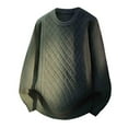 thumbnail image 2 of Cable Knit Sweaters for Men Long Sleeve Crew Neck Pullover Tops Casual Loungewear Dark Green 3XL, 2 of 4
