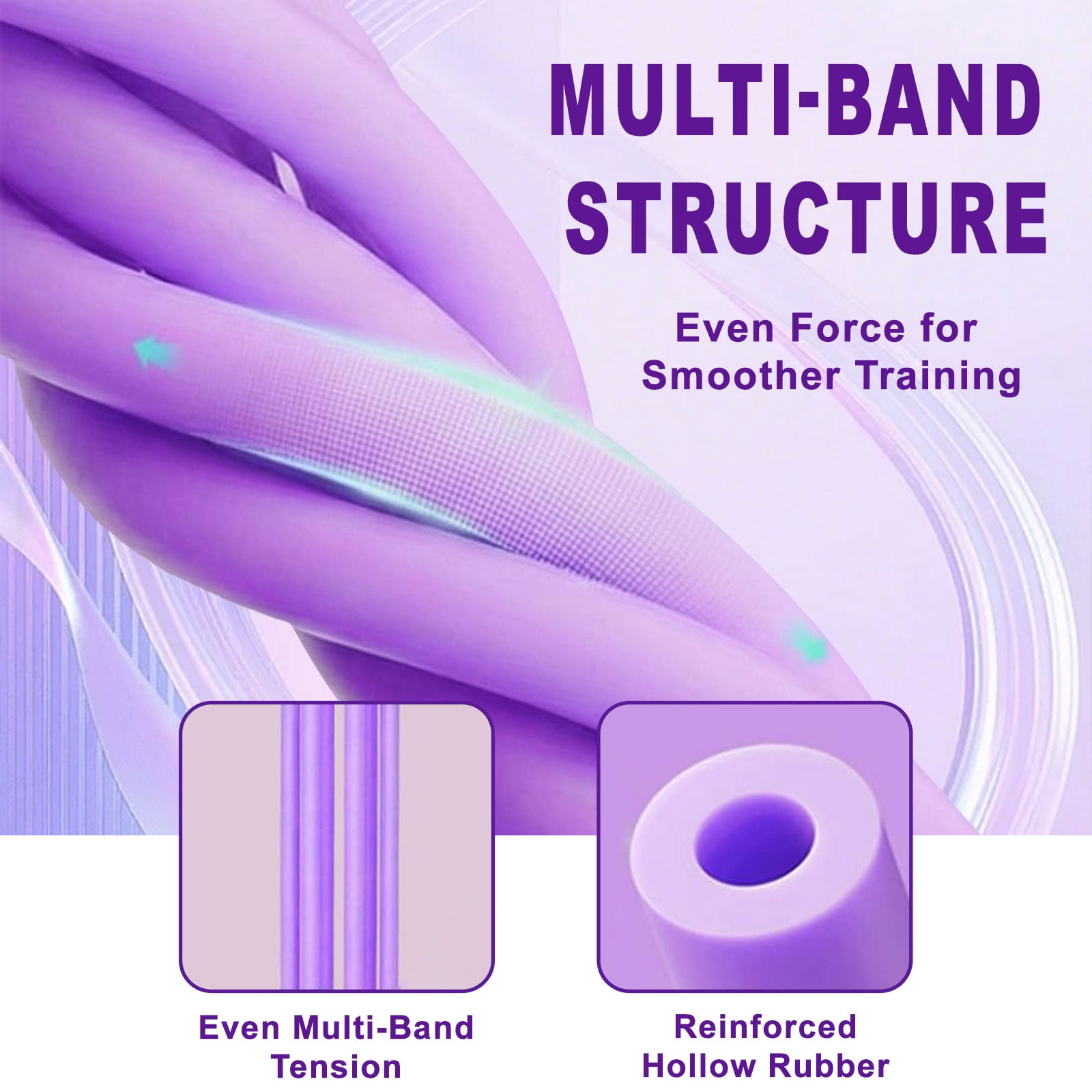 Pedal Resistance Band 6-Tube with Handles, Natural Rubber Full Body Workout.(Pink)