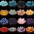 thumbnail image 2 of Cuentas de piedra sueltas espaciadoras de amazonita, turquesa, ágata, jaspes, granate y ojo de tigre redondo natural para hacer joyas, pulseras DIY, 2 of 5