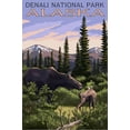 thumbnail image 2 of Art.com Denali National Park, Alaska - Moose and Calf Stretched Canvas Print Wall Art by Lantern Press, 16" x 24", 2 of 4