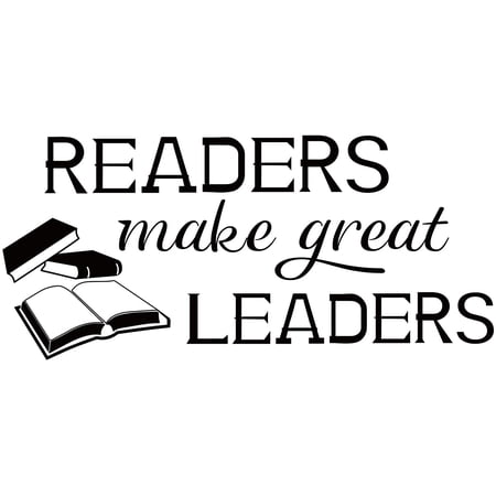 1 Sheet Readers Make Great Leaders Inspirational Wall Sticker Vinyl Motivational Quote Wall Decal for Door Decorations Reading Corner Library Wall Decor About 22.4x10inch (57x26 cm)