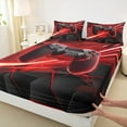 thumbnail image 3 of Manfei Cartoon Console Queen Sheet Sets,Modern Video Game Flat Sheet,Red Black Abstract Geometric Queen Fitted Sheet For Boys Teens,Super Cozy Room Decor,4pcs, 3 of 7