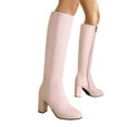 thumbnail image 4 of Xiaoxatg Women's Mid-Calf Boots Square Toe Side Zipper Heel Knee High Boots for Fashion-Forward Women 7 Pink, 4 of 9
