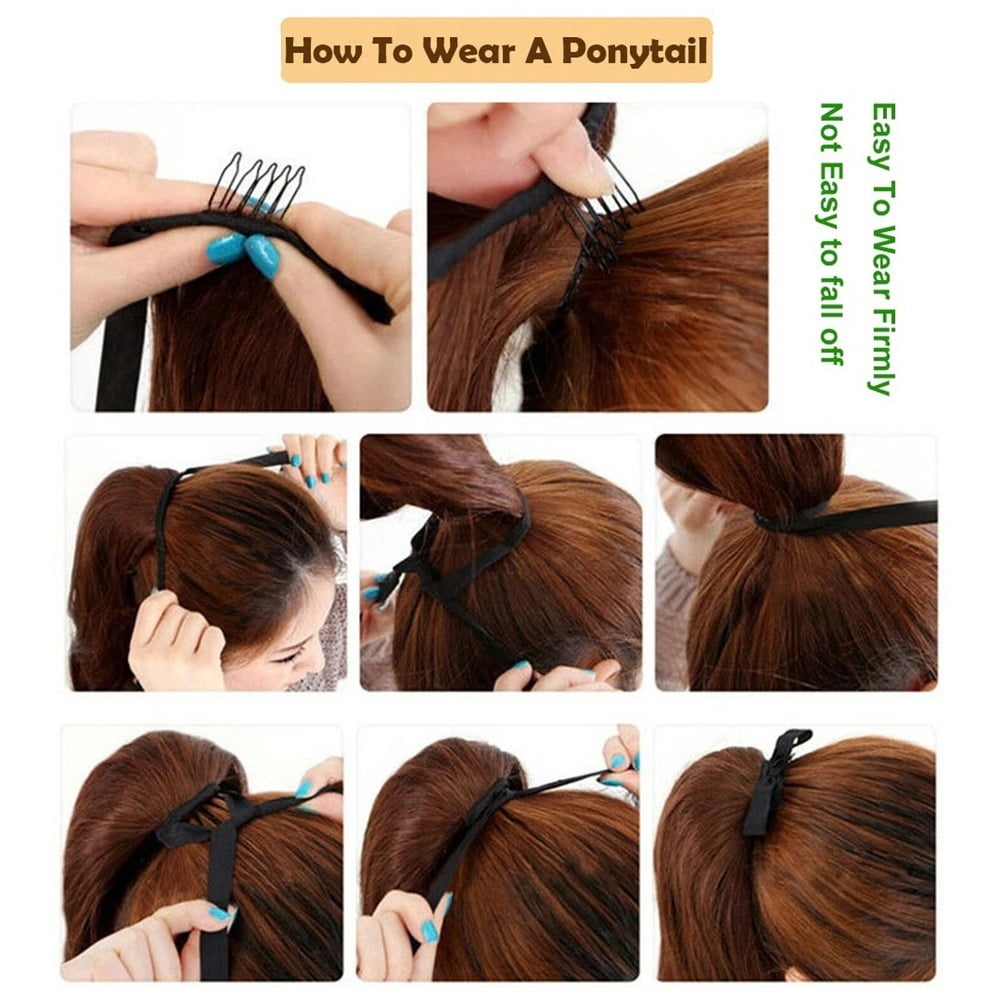 Long Straight Synthetic Pony Tail Clip in Hair Extensions Wrap Around Fake Ponytail Hairpiece