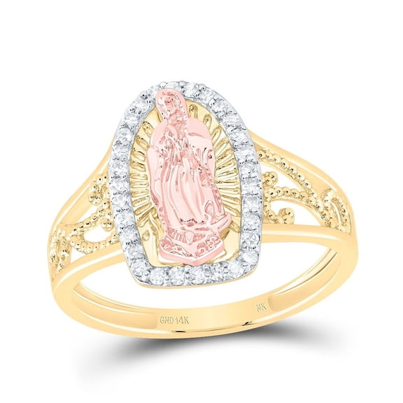 14k Yellow Rose 14k Yellow Rose 1/5 Cttw Diamond Fashion Virgin Mother Mary Wedding Engagement Anniversary Ladies Ring, Women Size: 5-9