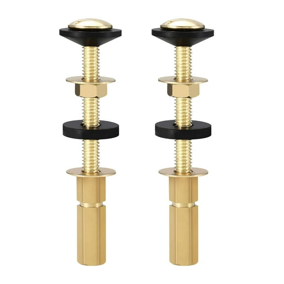 Universal Toilet Tank Bolt Replacement Kit, Heavy Duty Stainless Steel and Brass Plated Toilet Tank Bolts with Long Nuts and Rubber Washers Fits Most Toilets, Rustproof, Easy to Install, Leak-Proof