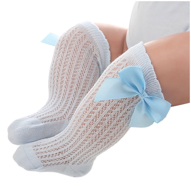 DPTALR Long Tube Socks Mesh Bowknot Mosquito Baby Socks Stripe Children Socks