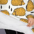 thumbnail image 3 of Oversized Wearable Blanket Hoodie,Cute Yellow Hedgehog Pattern Sherpa Blanket Hoodie with Super Pockets,Super Warm Fuzzy Pullover for Women & Men, 3 of 6